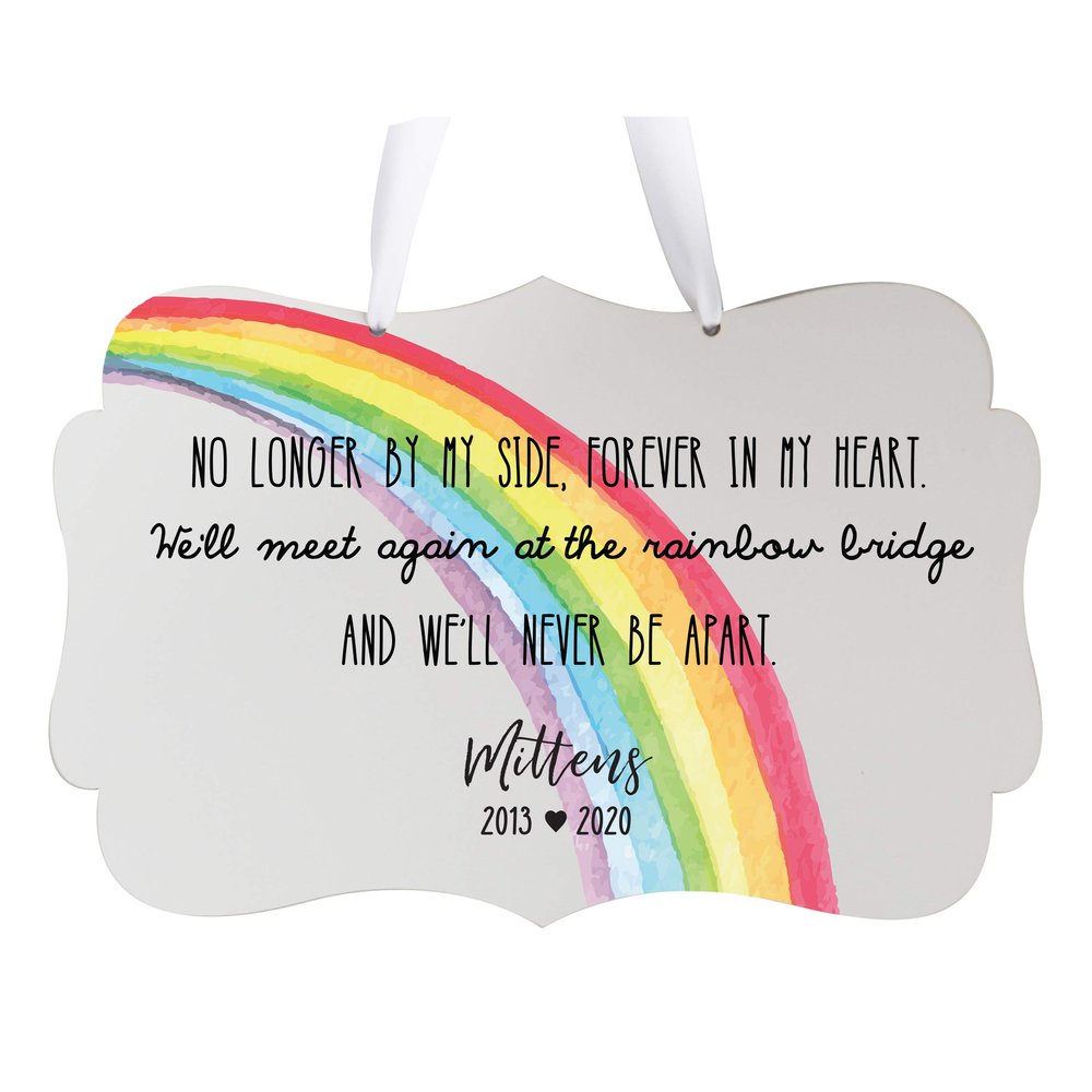 LifeSong Milestones Personalized Pet Memorial Wall Hanging Rope Bereavement Sign - Sympathy Remembrance Gift for Loss of Pet 8 x 12" No Longer by My Side