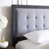 Boyd Sleep Pisa Upholstered Button Tufted Platform Bed Frame Mattress Foundation with Headboard and Strong Wood Slat Supports: Velour, Grey/Charcoal, Queen (PSGR965QN) view 2