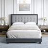 Boyd Sleep Pisa Upholstered Button Tufted Platform Bed Frame Mattress Foundation with Headboard and Strong Wood Slat Supports: Velour, Grey/Charcoal, Queen (PSGR965QN) view 3