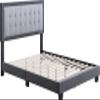 Boyd Sleep Pisa Upholstered Button Tufted Platform Bed Frame Mattress Foundation with Headboard and Strong Wood Slat Supports: Velour, Grey/Charcoal, Queen (PSGR965QN) view 4