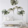 Watercolor Monstera Tropical Jungle Leaves Vinyl Wall Stickers (Safari Green) view 2