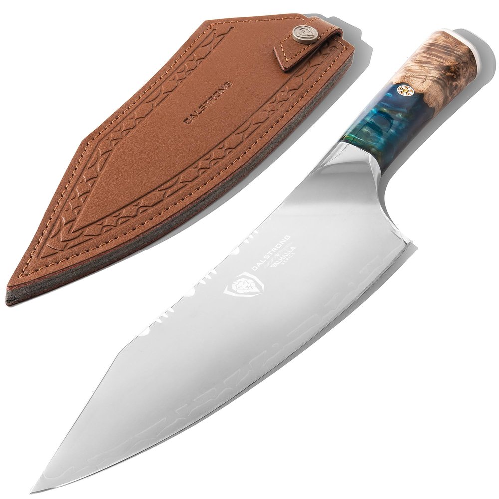 Dalstrong Chef Knife - 8 inch - Valhalla Series - Premium 9CR18MOV HC Steel - Celestial Resin & Wood Handle - Razor Sharp - Kitchen Cooking Chef's Knife - Leather Sheath