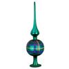 Inge-Glas Squared Forest Green Shiny German Glass Finial Tree Topper 9.9 Inches view 1