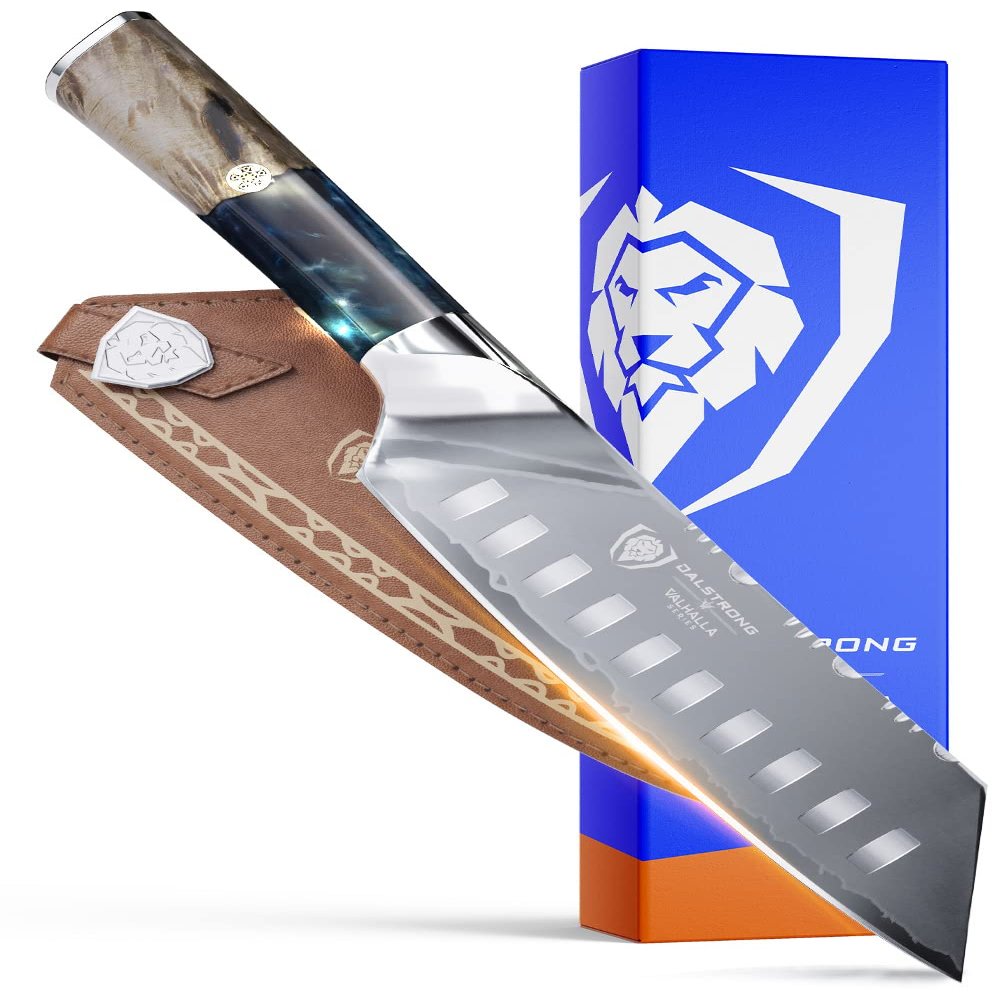 Dalstrong Santoku Knife - 7 inch - Valhalla Series - 9CR18MOV High Carbon Steel - Vegetable Knife - Celestial Resin & Wood Handle - Asian Cooking Knife - Premium Kitchen Knife Gift- w/Leather Sheath