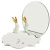 Frameless Round Mirror Desktop Vanity Mirror Desktop Vanity Mirror Jewelry Storage Makeup Small Mirror, Wave Chassis Storage, Mirror Diameter 6.5 Inches view 1