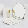 Frameless Round Mirror Desktop Vanity Mirror Desktop Vanity Mirror Jewelry Storage Makeup Small Mirror, Wave Chassis Storage, Mirror Diameter 6.5 Inches view 2