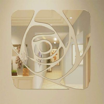 Flexible Mirror Self-Adhesive Plastic Mirror Dedicated to Non-Glass Mirror Stickers for Family Wedding Room Decoration, Wall Stickers Mosaic Painting, Rose Pattern