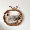 10-inch Handmade Rattan Retro Round Mirror Apple Mirror Household Makeup Mirror Wall Hanging Entrance Decoration, Desktop Decoration view 2