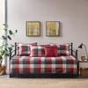 MISC Red 6 Piece Reversible Daybed Cover Set Plaid Microfiber Bedskirt Included view 1