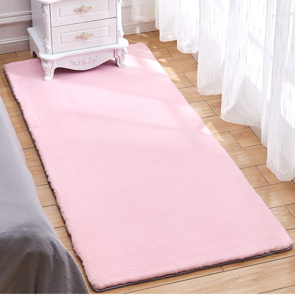 WJXBoos Plush Velvet Area Rug,Extra Soft Bedside Living Room Runner Rug,Cotton Bottom Thick Carpet,Premium Faux Fur Floor Mat Pink 120x180 cm