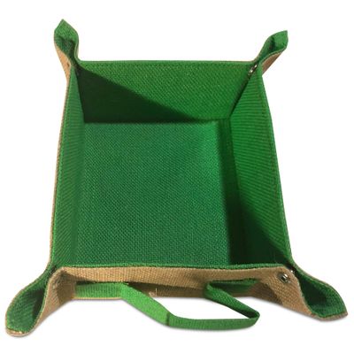 Ancient Wisdom Jute Natural Snap Tray with Handle/Spa Tray/Gift Tray/Valet Tray/Square Tray/Shallow Tray Basket (Green)