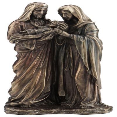 The Holy Family, Joseph and Mary Holding Baby Jesus (Cold Cast Bronze Statue 22cm / 8.6inches)
