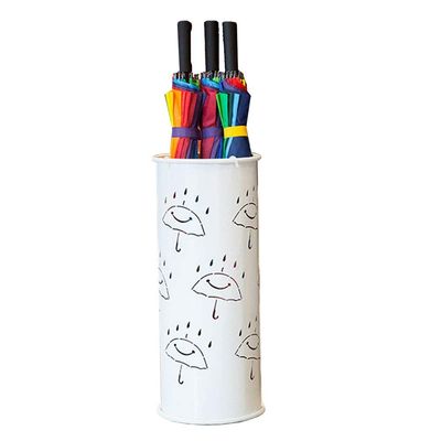 AYY Umbrella Rackss Metal Umbrella Stand, Round Umbrella Holder for Corridor Passage, Can Accommodate 8 Umbrellas, Gold/Black/White, 21x50cm (Color : White)