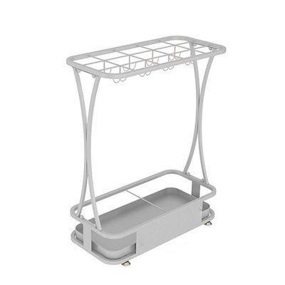 AYY Umbrella Rackss Commercial Umbrella Stand, Hotel Bank Iron Umbrella Holder, with Hook and Mobile Drip Tray, 10 Holes 8 Hooks, 5 Colors, 44x24x60cm (Color : White)