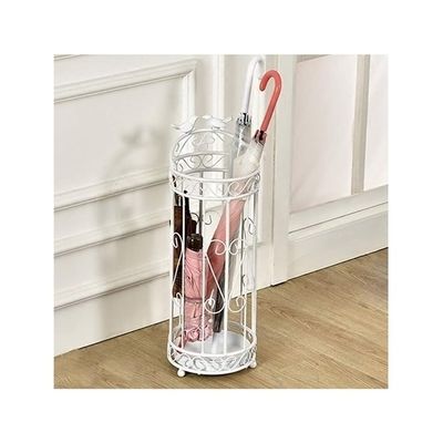 AYY Umbrella Rackss Vintage Umbrella Stand, Metal Hollow Umbrella Stand, Hotel Cafe Gift Decoration Multifunctional Storage Rack, 3 Colors, 21X62CM (Color : White)