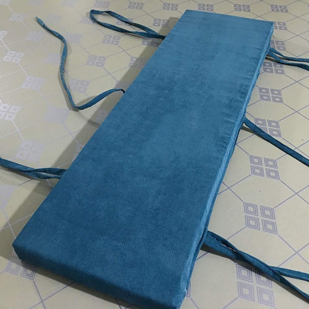 LOVEHOME Velvet Bench Cushions,Non-Slip with Ties Long Stool Cushions Winter Warm Long Cushions for Dining Chairs Entrance Sofa Cushion Blue 45453cm(18181inch)
