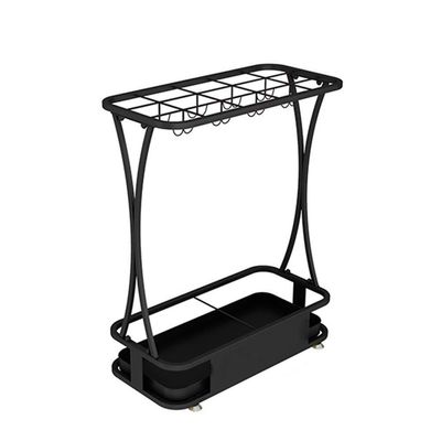 AYY Umbrella Rackss Commercial Umbrella Stand, Large Metal Umbrella Stand, Suitable for The Entrance of Hotel Bank Hall Corridor, 18 Holes 10 Hooks, 5 Colors, 50x24x60cm (Color : Black)