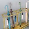 AYY Umbrella Rackss Commercial Umbrella Stand, Hotel Bank Iron Umbrella Holder, with Hook and Mobile Drip Tray, 10 Holes 8 Hooks, 5 Colors, 44x24x60cm (Color : Gold) view 2