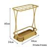 AYY Umbrella Rackss Commercial Umbrella Stand, Hotel Bank Iron Umbrella Holder, with Hook and Mobile Drip Tray, 10 Holes 8 Hooks, 5 Colors, 44x24x60cm (Color : Gold) view 3