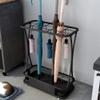 AYY Umbrella Rackss Commercial Umbrella Stand, Hotel Bank Iron Umbrella Holder, with Hook and Mobile Drip Tray, 10 Holes 8 Hooks, 5 Colors, 44x24x60cm (Color : Black) view 3
