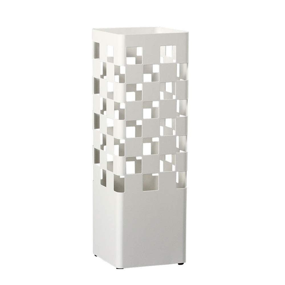 AYY Umbrella Rackss Household Umbrella Stand, Metal Hollow Umbrella Holder, Office Rectangular Umbrella Tube, Can Hold 5-9 Umbrellas, Black/White, 15.5x15.5x49cm (Color : White)