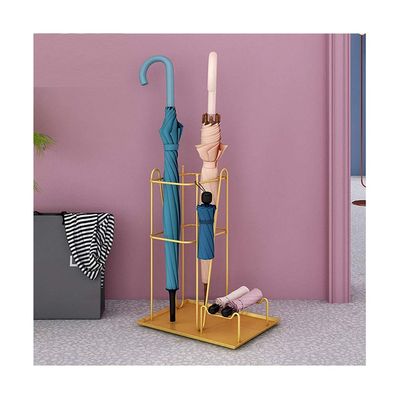 AYY Umbrella Rackss Iron Umbrella Stand, Colorful Minimalist Design Umbrella Holder, Hotel Cafe Office Household Long and Short Umbrella Storage Rack, 33x25x44cm (Color : Gold)