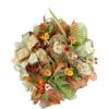 Artisan fall scarecrow wreath for front door or inside decorations. Wreath is very full, made with fall weatherproof fabric, burlap, autumn flowers, scarecrow & beautiful ribbon, measures 20x20x6 view 4