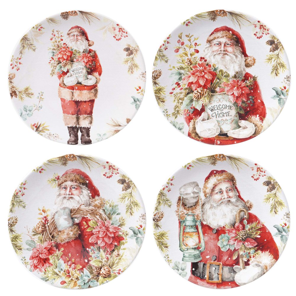 Certified International Christmas Story 9" Salad/Dessert Plates, Multicolored, Medium, Set of 4