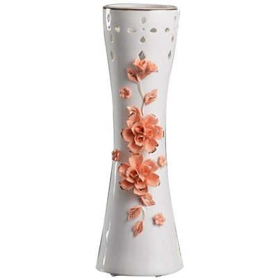 Flower Vase, Floral Vase Ceramic Vases For Home Decor,Living Room Coffee Table TV Cabinet Ceramic Vase, Home Bedroom Decoration Vase, Wedding Housewarming Gift ( Color : Orange , Size : 43*14cm )