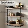 BIXIRAO Industrial Wall Mounted Iron Floating Pipe Shelves/Shelving/Racks/Storage/Bookcases/Brackets, DIY Open Bookshelves/Shelving for Kitchen/Office, Retro Black (3-Tier Floating Shelves) view 4