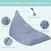 Aubliss Stuffed Animal Storage Bean Bag Chairs Cover, 50"x 35" Extra Large Velvet Bean Bags Chair for Kids & Adults, Ultra Soft Zipper Beanbag Toy Storage for Boys Girls - Grey view 3