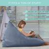 Aubliss Stuffed Animal Storage Bean Bag Chairs Cover, 50"x 35" Extra Large Velvet Bean Bags Chair for Kids & Adults, Ultra Soft Zipper Beanbag Toy Storage for Boys Girls - Grey view 4