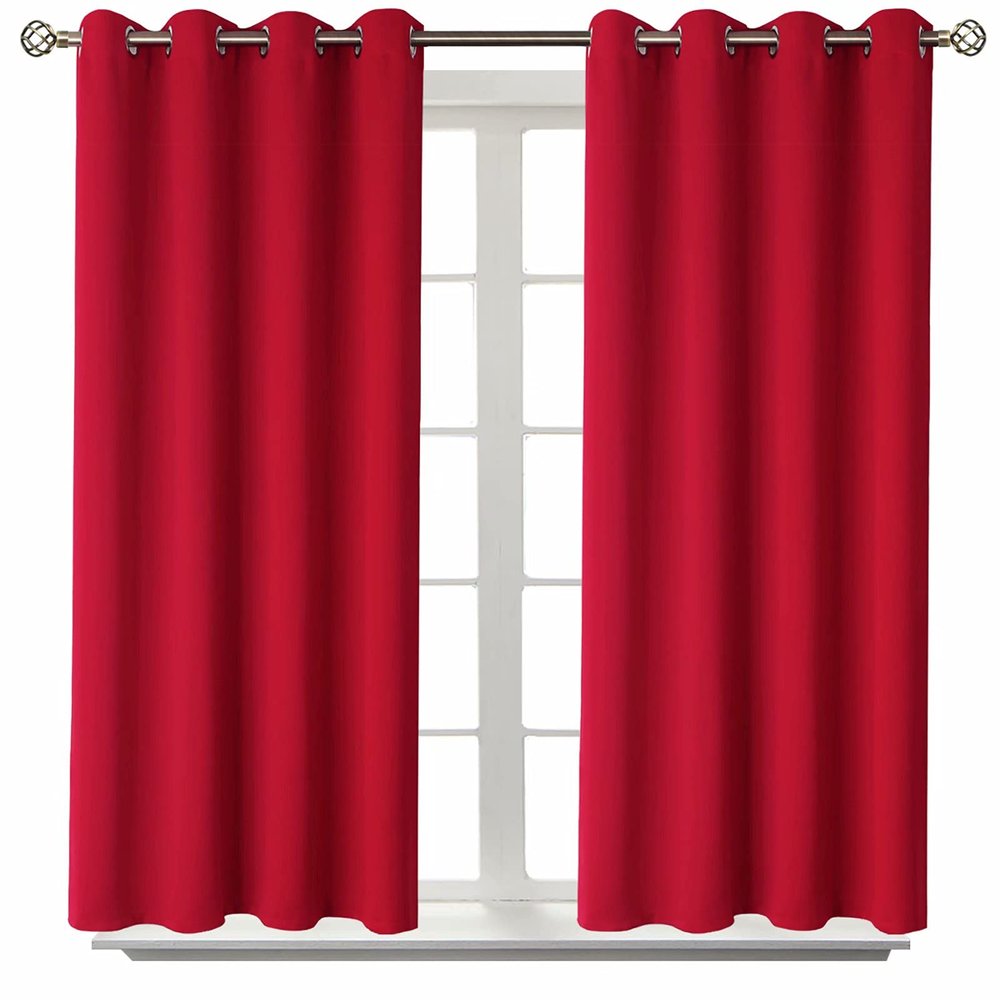 BGment Room Darkening Curtains 45 Inches Long - Grommet Thermal Insulated Drapes Window Treatment Curtains for Bedroom, 2 Panels, 52 x 45 Inch, Red