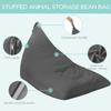 Aubliss Stuffed Animal Storage Bean Bag Chairs Cover, 50"x 35" Extra Large Velvet Bean Bags Chair for Kids & Adults, Ultra Soft Zipper Beanbag Toy Storage for Boys Girls - Darkgrey view 3