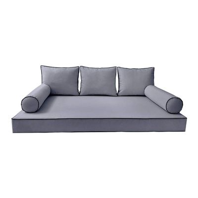 DBM IMPORTS Cover ONLY-S3 Outdoor Daybed Mattress Bolster Pillow Contrast Trim Queen AD001