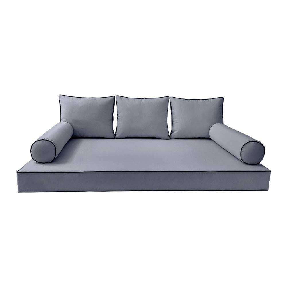 DBM IMPORTS Cover ONLY-S3 Outdoor Daybed Mattress Bolster Pillow Contrast Trim Queen AD001