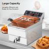 ROVSUN 12.5QT/11.8L Electric Deep Fryer w/Frying Basket, Timer, Drain, & Lid, Commercial Countertop Single Tank Frying Machine, Adjustable Temperature, for French Fries Donuts Onion Rings, 1700W 110V view 2