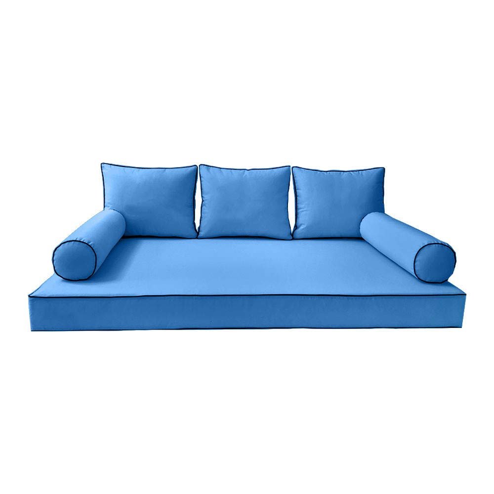 DBM IMPORTS Cover ONLY-S3 Outdoor Daybed Mattress Bolster Pillow Contrast Trim Queen AD102
