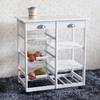 LeafRed C Kitchen & Dining Room Cart 2-Drawer 3-Basket 3-Shelf Storage Rack with Rolling Wheels Heavy Duty Shelving Storage Unit White view 3