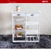 LeafRed C Kitchen & Dining Room Cart 2-Drawer 3-Basket 3-Shelf Storage Rack with Rolling Wheels Heavy Duty Shelving Storage Unit White view 4