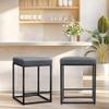 ALPHA HOME 24 Inch Counter Height Bar Stools Set of 2, Upholstered Bar Stools for Kitchen Island, Counter Stools with Faux Leather Cushion and Sturdy Metal Frame, Modern Barstools, Grey view 1