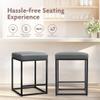 ALPHA HOME 24 Inch Counter Height Bar Stools Set of 2, Upholstered Bar Stools for Kitchen Island, Counter Stools with Faux Leather Cushion and Sturdy Metal Frame, Modern Barstools, Grey view 3