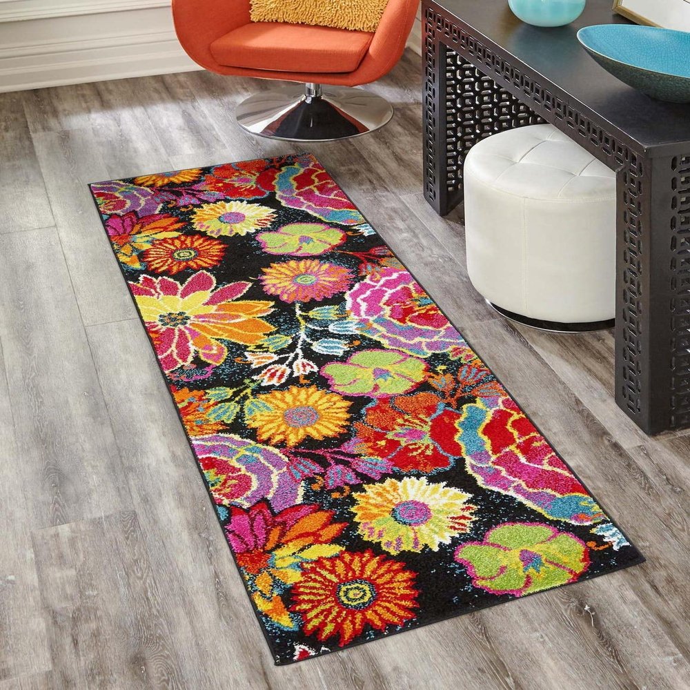 Unique Loom Lyon Collection Area Rug - Kennedy (2' 7" x 12' Runner, Black/ Green)