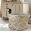 LR Home Pacifica Taupe/Gray Large Ottoman Pouf for home decor | Tribal Hand-Woven Cotton Square pouf ottoman foot rest for bedroom & living room decor | 20 x 20 x 20 Ottoman Cube for Seating view 2