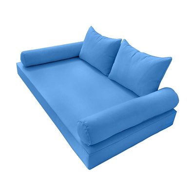 Prolinemax Style 4 - Mattress & Pillow Bolster Cushion for Outdoor Indoor Daybed Porch Swing Bed Piped Trim Full Size AD102 | Covers ONLY |