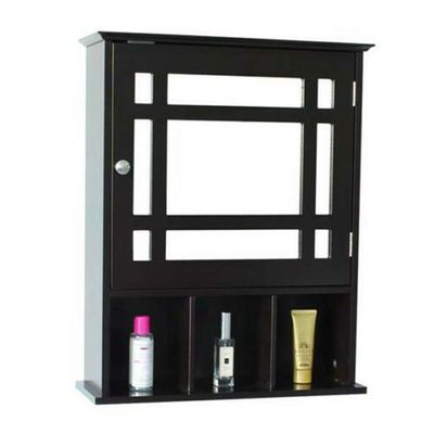 Thaweesuk Shop New Espresso Wall Mounted Bathroom Vanity Mirror Storage Medicine Cabinet Shelves Over Toilet Wood 18.90" x 6.50" x 23.63" (LxWxH)