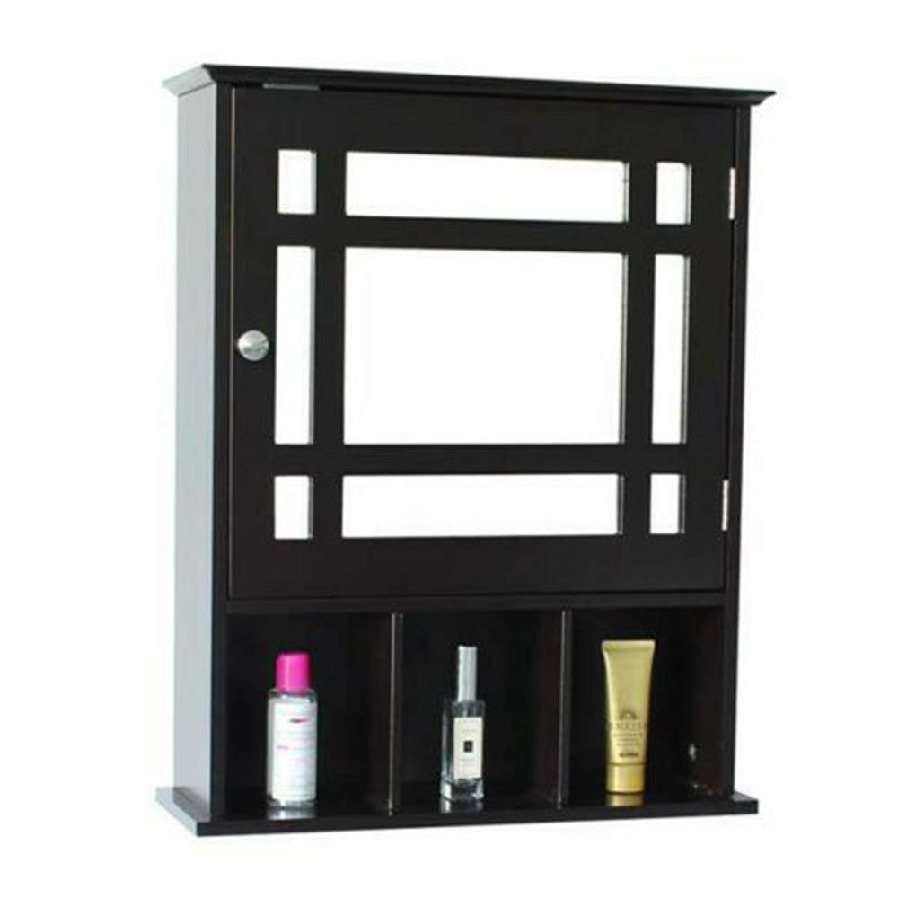 Thaweesuk Shop New Espresso Wall Mounted Bathroom Vanity Mirror Storage Medicine Cabinet Shelves Over Toilet Wood 18.90" x 6.50" x 23.63" (LxWxH)