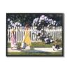 Stupell Industries Girls Gardening Neighborhood Sidewalk Picket Fence Heide Presse Black Framed Wall Art, 11 x 14 view 1