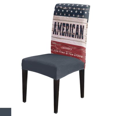 6Pcs Dining Chair Covers Protector Stretch Removable Washable Seat Cushion Slipcover,American Flag Striped and Stars Seat Cover Spandex for Dining Room Restaurant Hotel,Vintage Wooden Texture