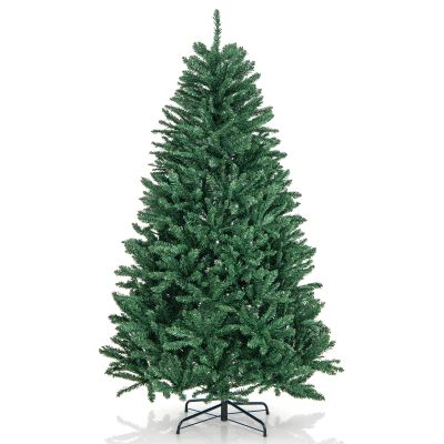 Goplus 6ft Artificial Douglas Christmas Tree, Unlit Hinged Xmas Full Tree with 1355 Branch Tips, Foldable Metal Base, Easy Assembly, Indoor Holiday Party Office Home Store Decor